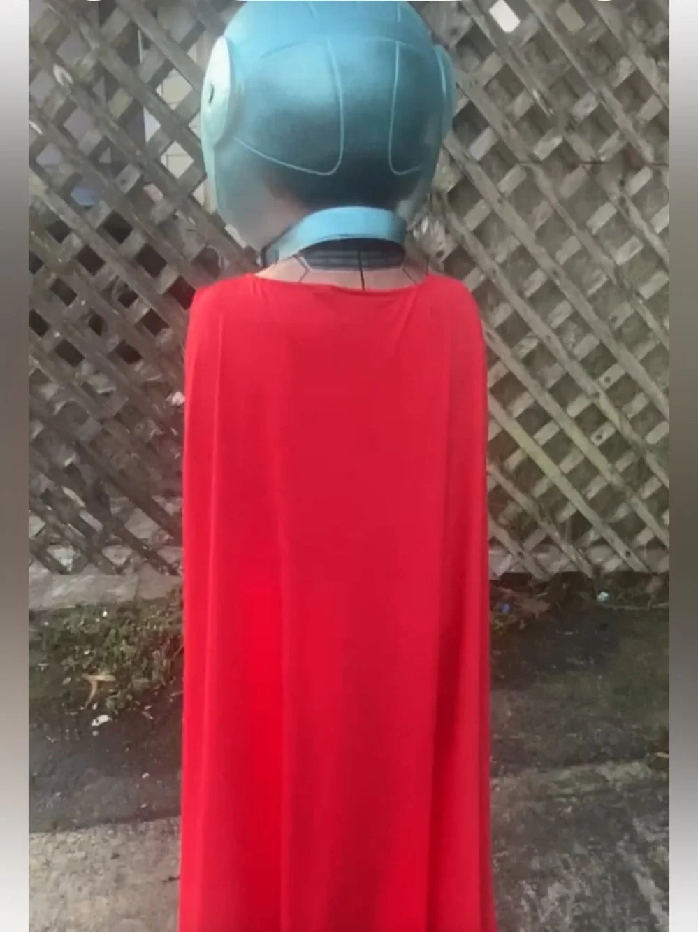 MYSTERIO KIDS COSTUME W/Helmet and red long cape sz 8/9